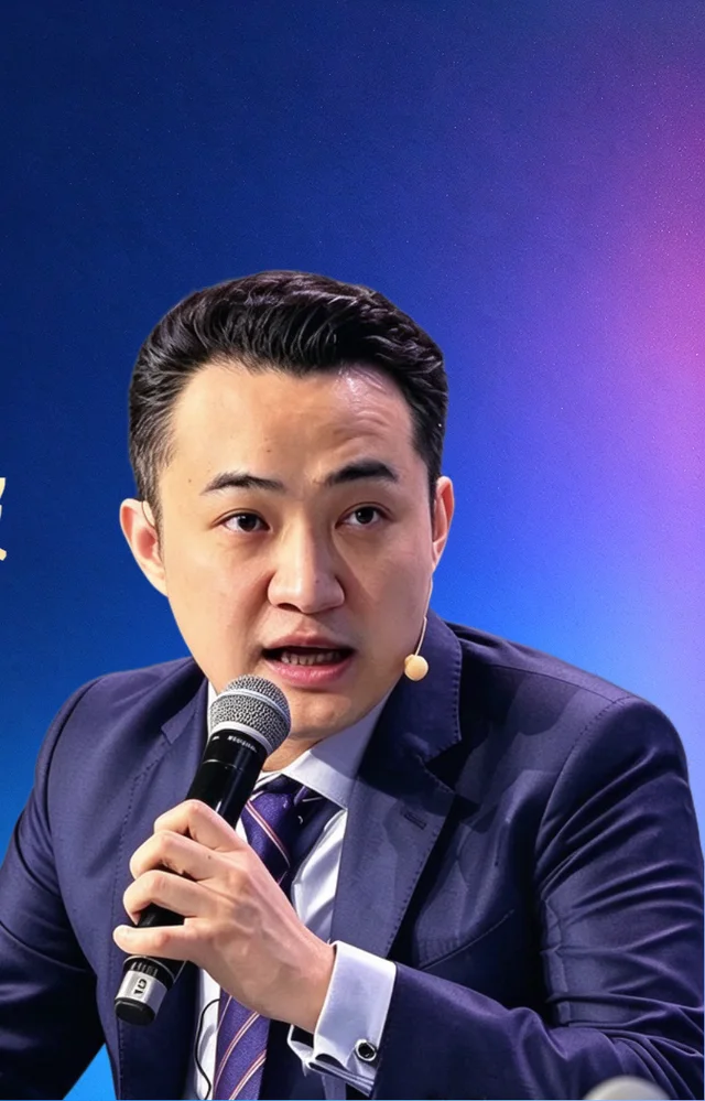 孙宇晨拿着麦克风发言的梗图
